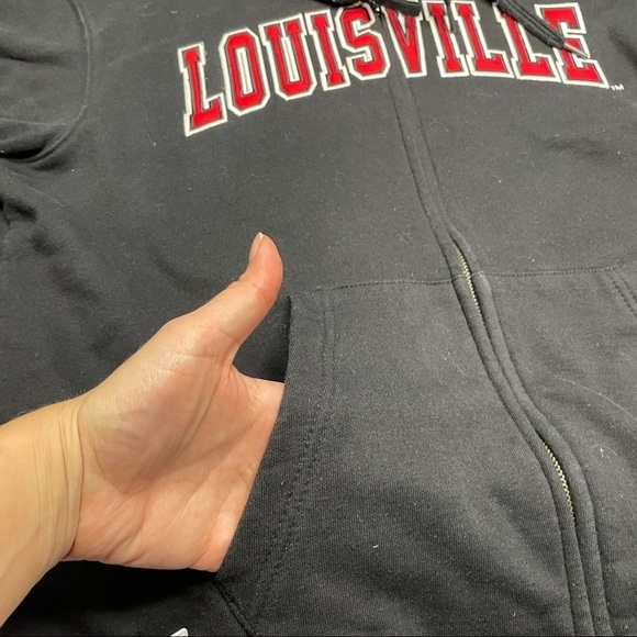 Louisville Black & Red Spell Out Full Zip Hoodie Size Extra Large - Picture 6 of 7